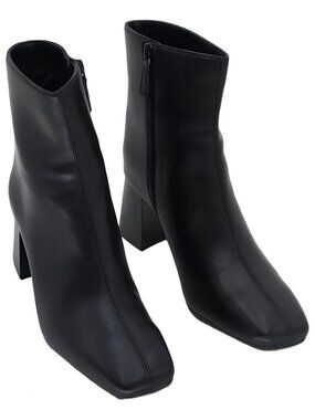 On 34th Margoe Square-Toe Booties Black Smooth Womens Sz 8M